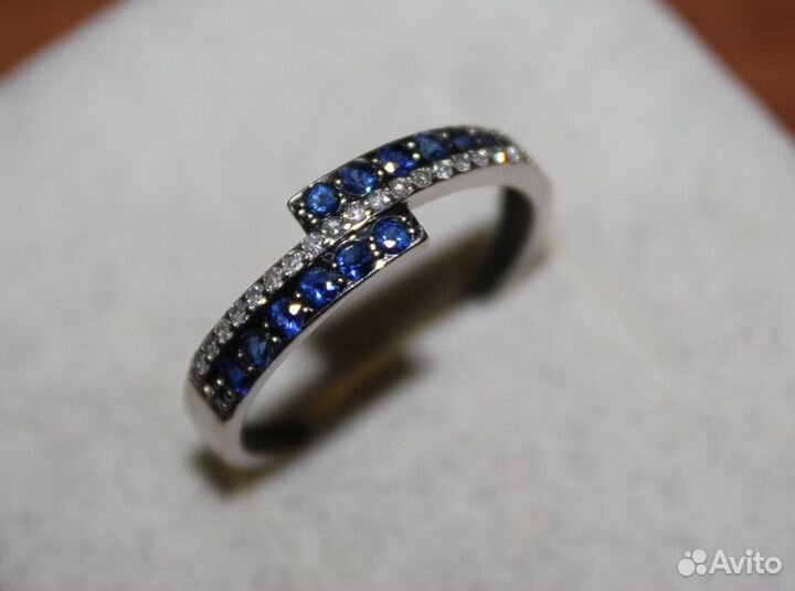 Золотое кольцо. Сапфиры. Бриллианты. Золото 585