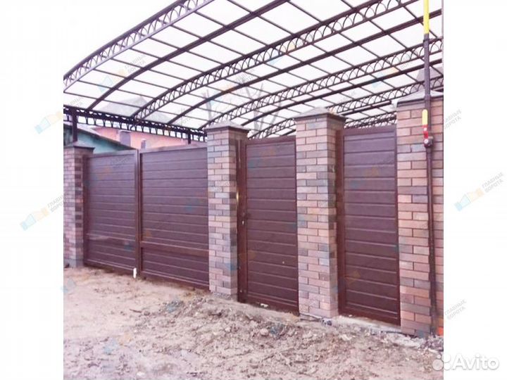 Ворота Въездные Распашные с калиткой