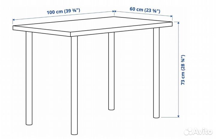 Стол письменный икеа bord/adils 120Х60 см вналичии