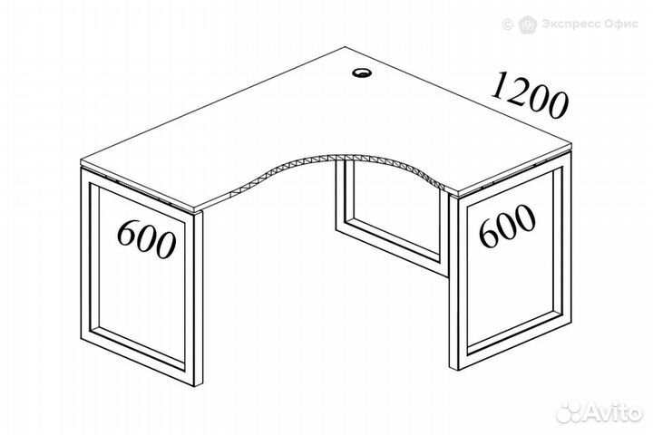 Письменный стол криволинейный правый на О-образном м/к Metal system quattro 40x40 40бо.са-4 Пр