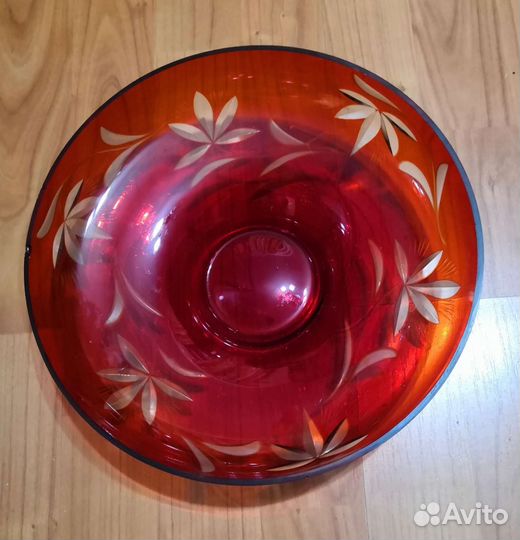 Ваза для фруктов цветное стекло. СССР
