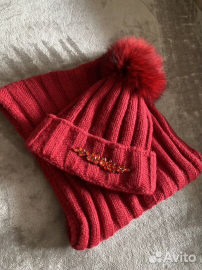 Комплект шапка снуд минетки зимний