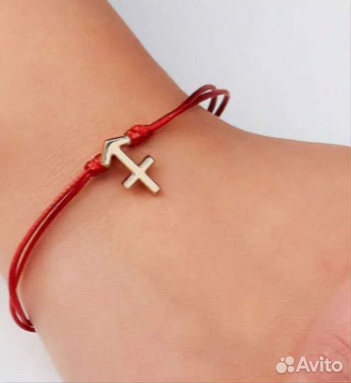 Браслет красная нить с подвеской Знаки зодиака