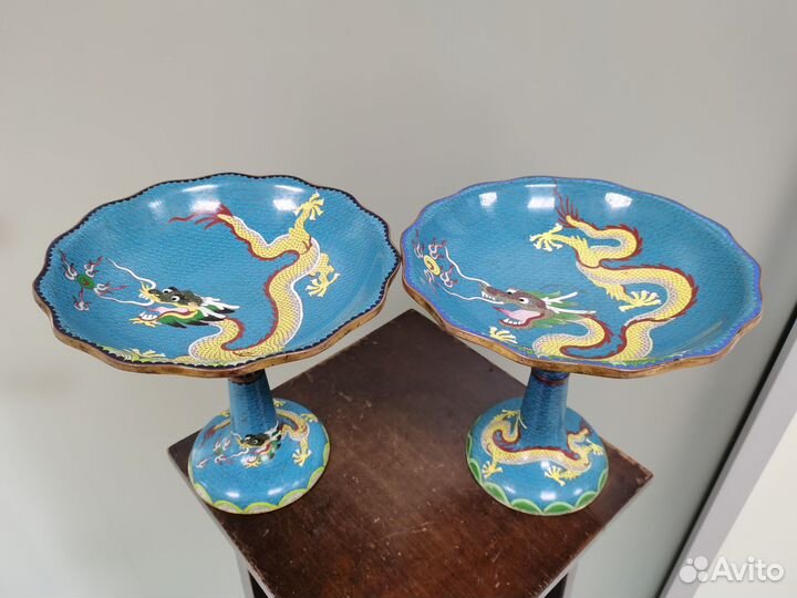 Вазы для фруктов клуазоне Китай 1950 годы эмаль