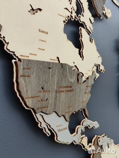 Карта мира из дерева (панно на стену)
