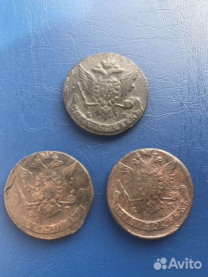 Монеты 5 копеек Екатерины 2, 1764- 1773