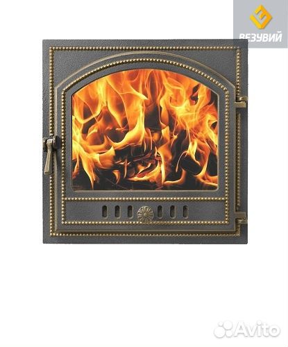 Дверка каминная везувий 205 стекло (бронза)