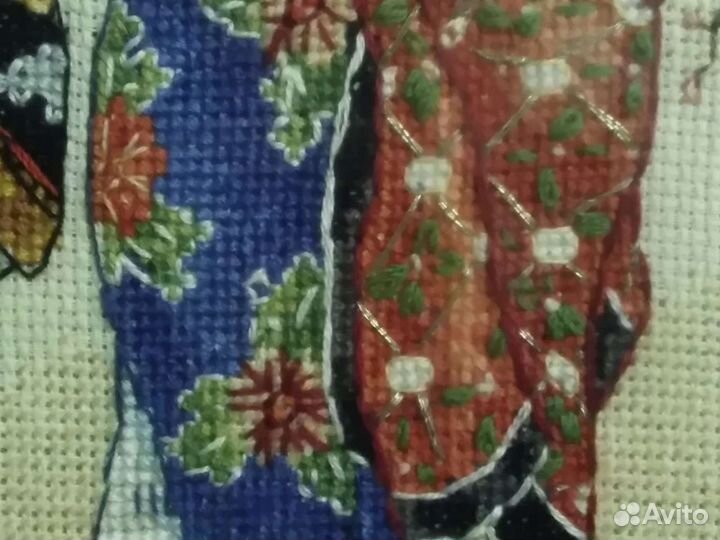 Картина вышитая крестом,Японка с сакурой