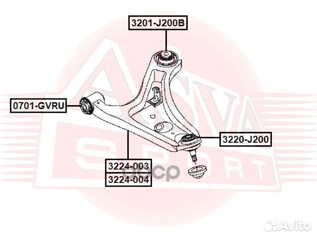 Рычаг передний нижний левый 3224-004 asva