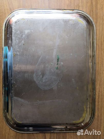 Поднос прямоугольный, никелированная латунь, кольч