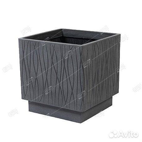 Кашпо пластиковое квадрат naturalia темно-серый 40