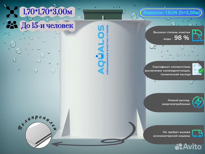 Септик под ключ Аквалос до 15 чел