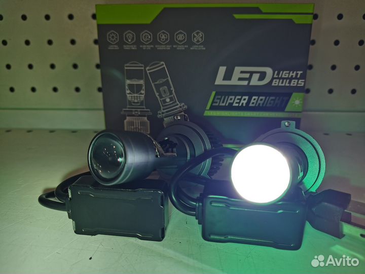 Лампы LED линзы h4 5500К 9000lm