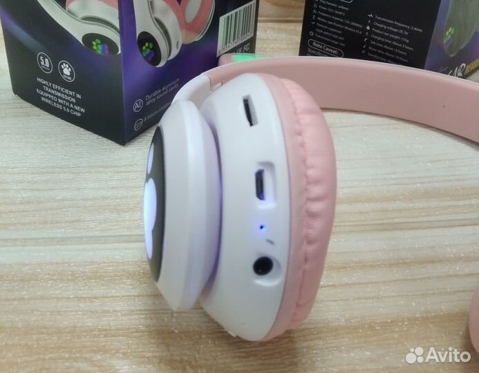 Светящиеся наушники с ушками кошки