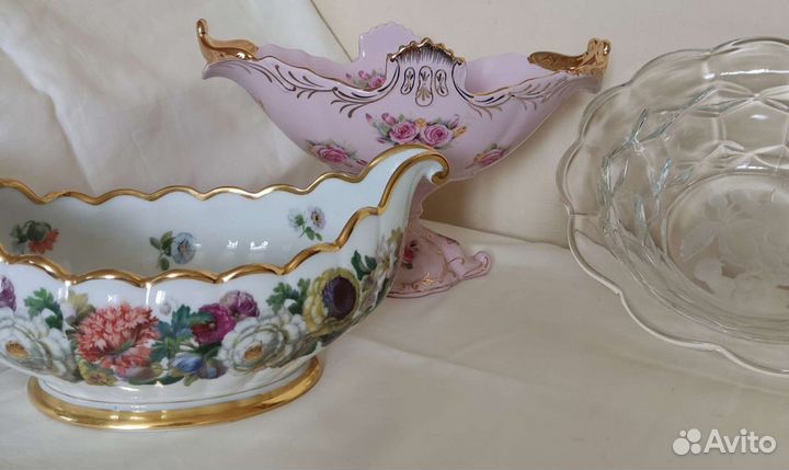 Вазы ладья для фруктов, Rosenthal, розовый фарфор