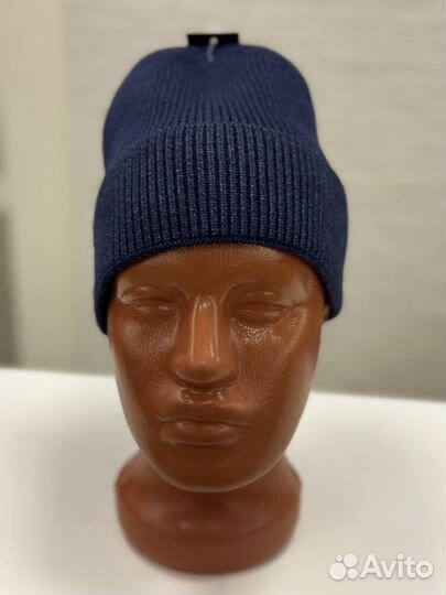 Шапка мужская зимняя вязаная (темно-синяя)