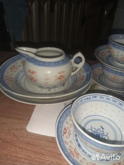 Сервиз,рисовый фарфор, старый Китай