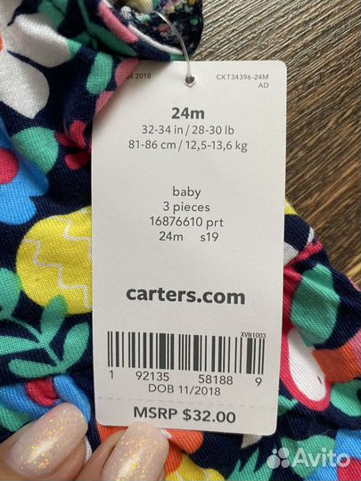 Платье и ромпер на девочку 1,5-2 года Carter’s