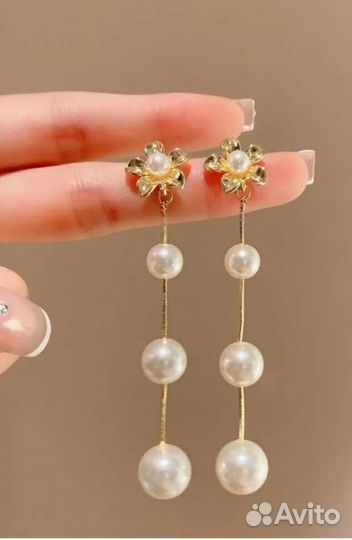 Серьги жемчуг бижутерия
