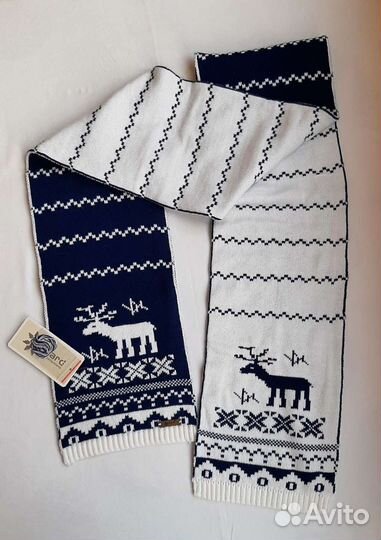 Шарф сувенир шерсть жаккардовый двусторонний Олени