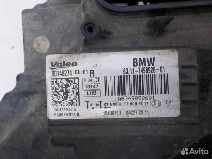 Фара правая BMW 3 GT F34 2013