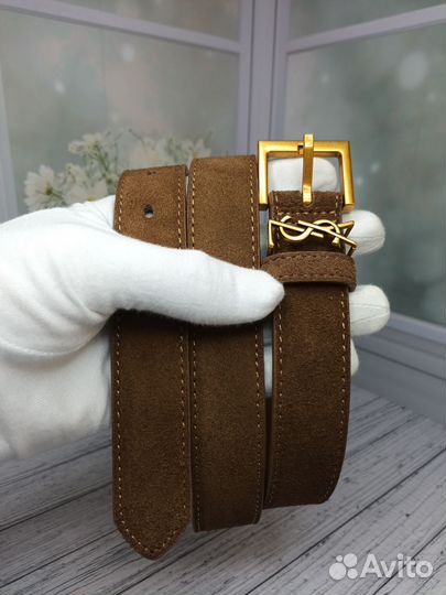 Ремень Ysl женский натуральная замша-кожа люкс