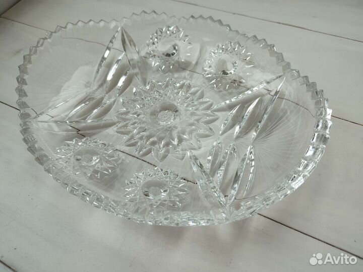 Ваза блюда подставка для фруктов хрусталь СССР