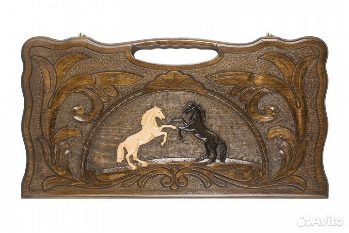 Нарды резные Две лошади с ручкой 60 х 60 см бук Армения 62888