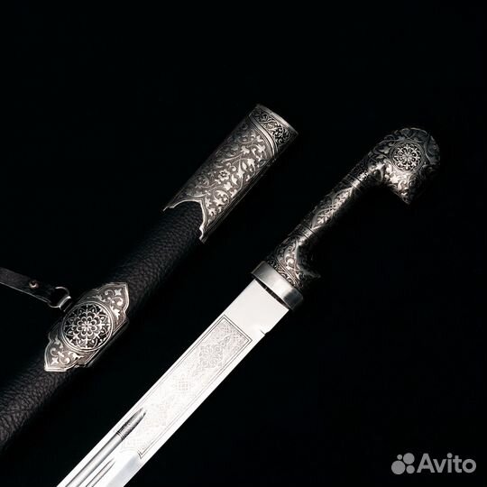 Шашка сувенирная Есаул ножны Кожа Мельхиор