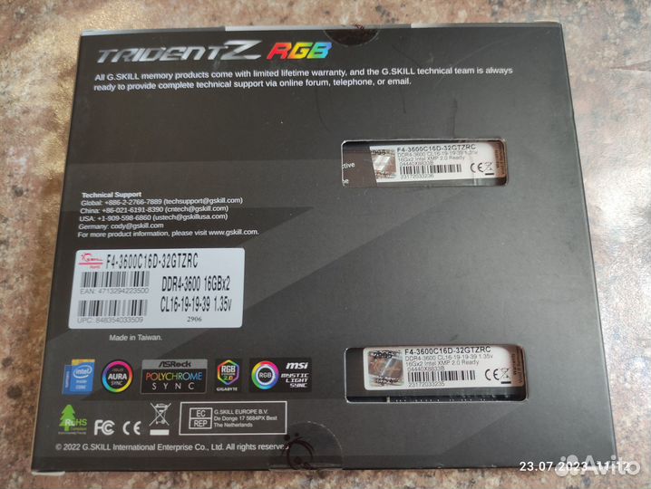 DDR4 G.skill Trident z rgb 32 Gb 3600 Mhz CL16