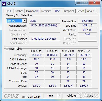 DDR3 2x8gb 2400mhz 2rank CL11-14-14-33 Xpower