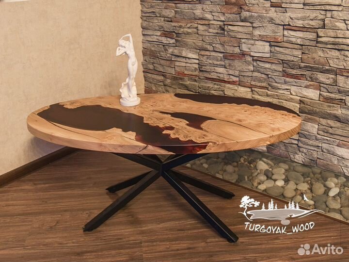 Журнальный столик из слэбов капового карагача