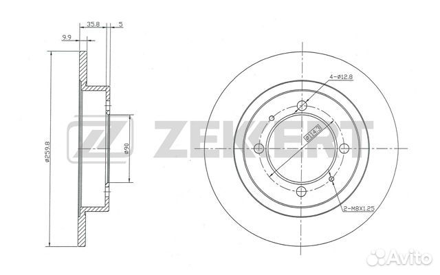 Диск тормозной задний 260mm Mitsubishi Carisma 95-; Mitsubishi Space Star I 98-; Volvo S40 I 95-; Vo