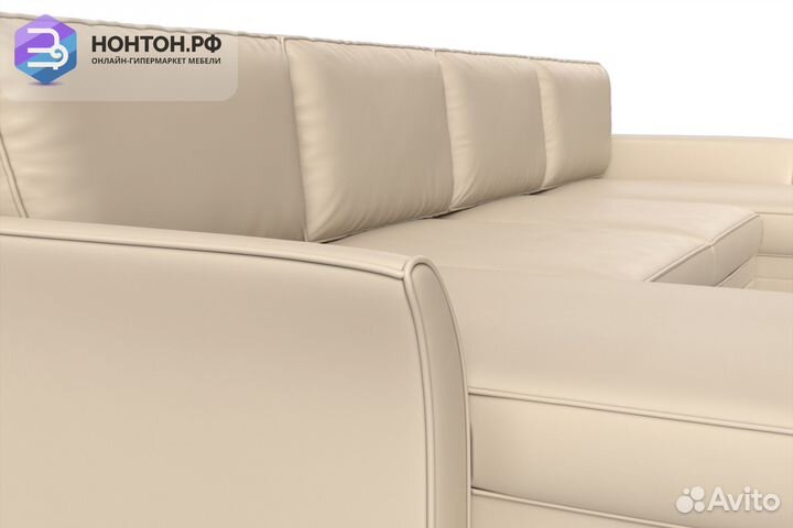 Диван п-образный пантограф София экокожа бежевая