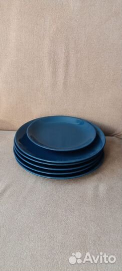 Тарелки IKEA fargrik плоские синие