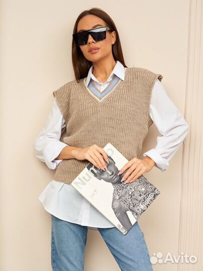 Жилетка женская вязаная оверсайз