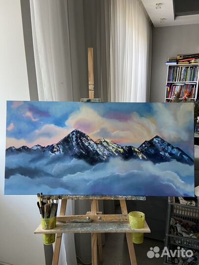 Картина маслом на холсте Горы большая