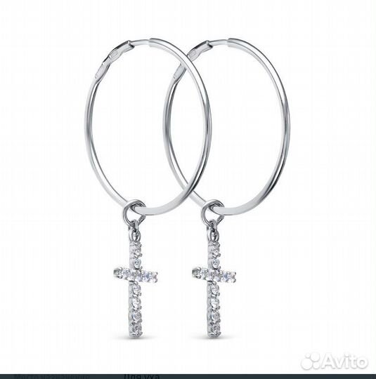 Серьги кольца серебренные 925 пр