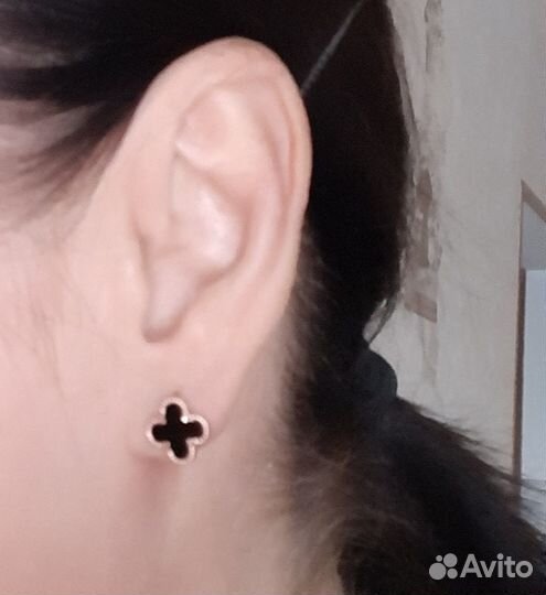 Золотые серьги под Van Cleef