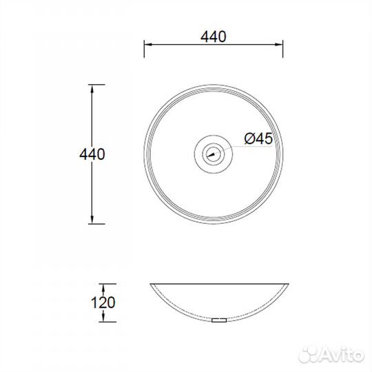 Стеклянная раковина 45 см Comforty