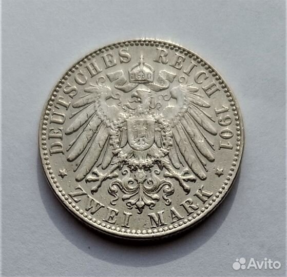 Пруссия (Германия) 2 марки 1901 г. / серебро