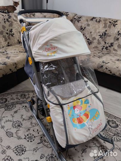 Детские санки коляска с колесами