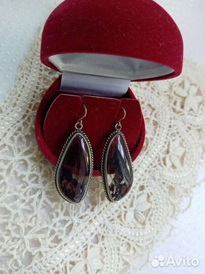 Серьги с обсидианом