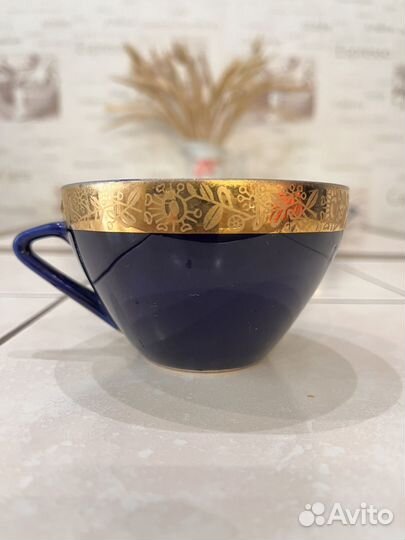 Чайный сервиз СССР кобальт с позолотой