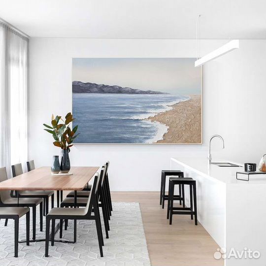 Текстурная картина маслом Морской берег Пейзаж