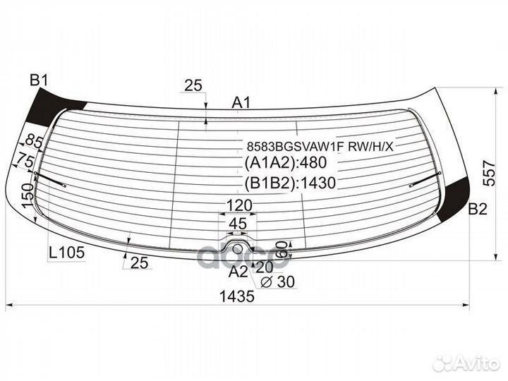 Стекло заднее с обогревом volkswagen golf plus