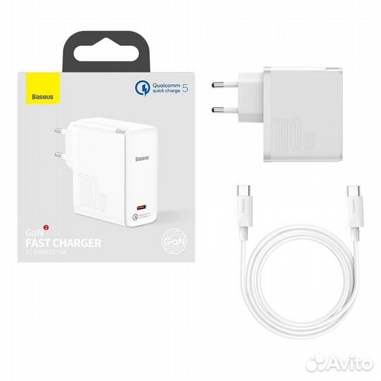 Сетевое зарядное Baseus GaN2 Fast Charger 1C 100W