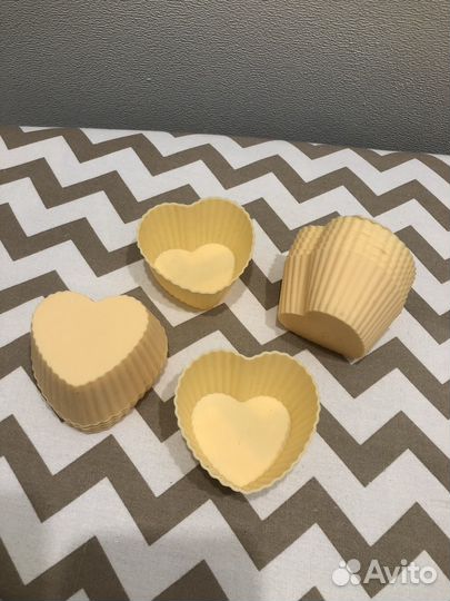 Формочки силиконовые для кексов, сердечки