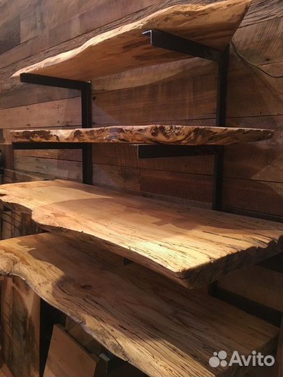 Настенная полка натуральное дерево