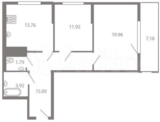 2-к. квартира, 75 м², 16/18 эт.